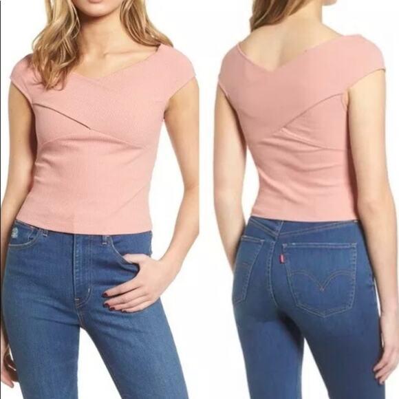 Lush Bandage Top in Ash Rose size L NWT New Crisscross Off-Shoulder - Picture 2 of 9
